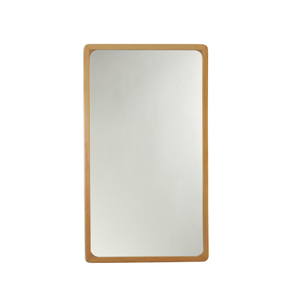 CHLOE'S Reflection Maple Finish Rectangular Framed Wall Mirror 37" Height. Picture 1