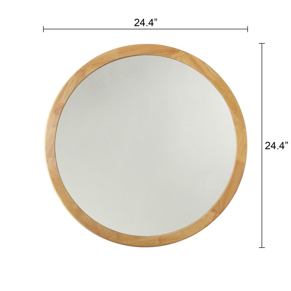 CHLOE'S Reflection Maple Finish Round Framed Wall Mirror 24" Height. Picture 3