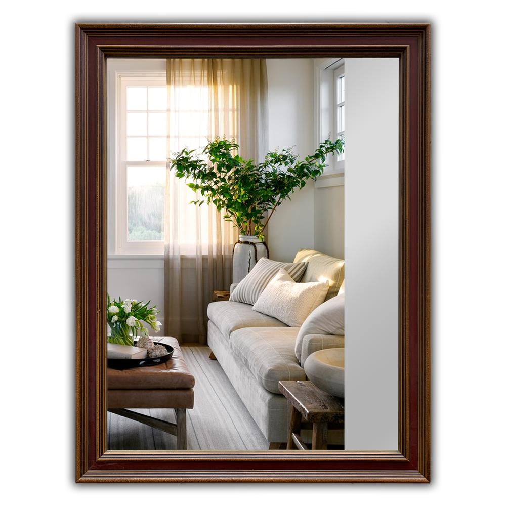 CHLOE's Reflection Vertical Hanging Wood Black/Golden Finish Rectangle Framed Wall Mirror 35" Height. Picture 1