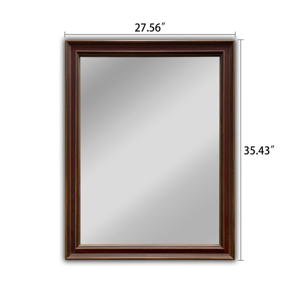 CHLOE's Reflection Vertical Hanging Wood Black/Golden Finish Rectangle Framed Wall Mirror 35" Height. Picture 5