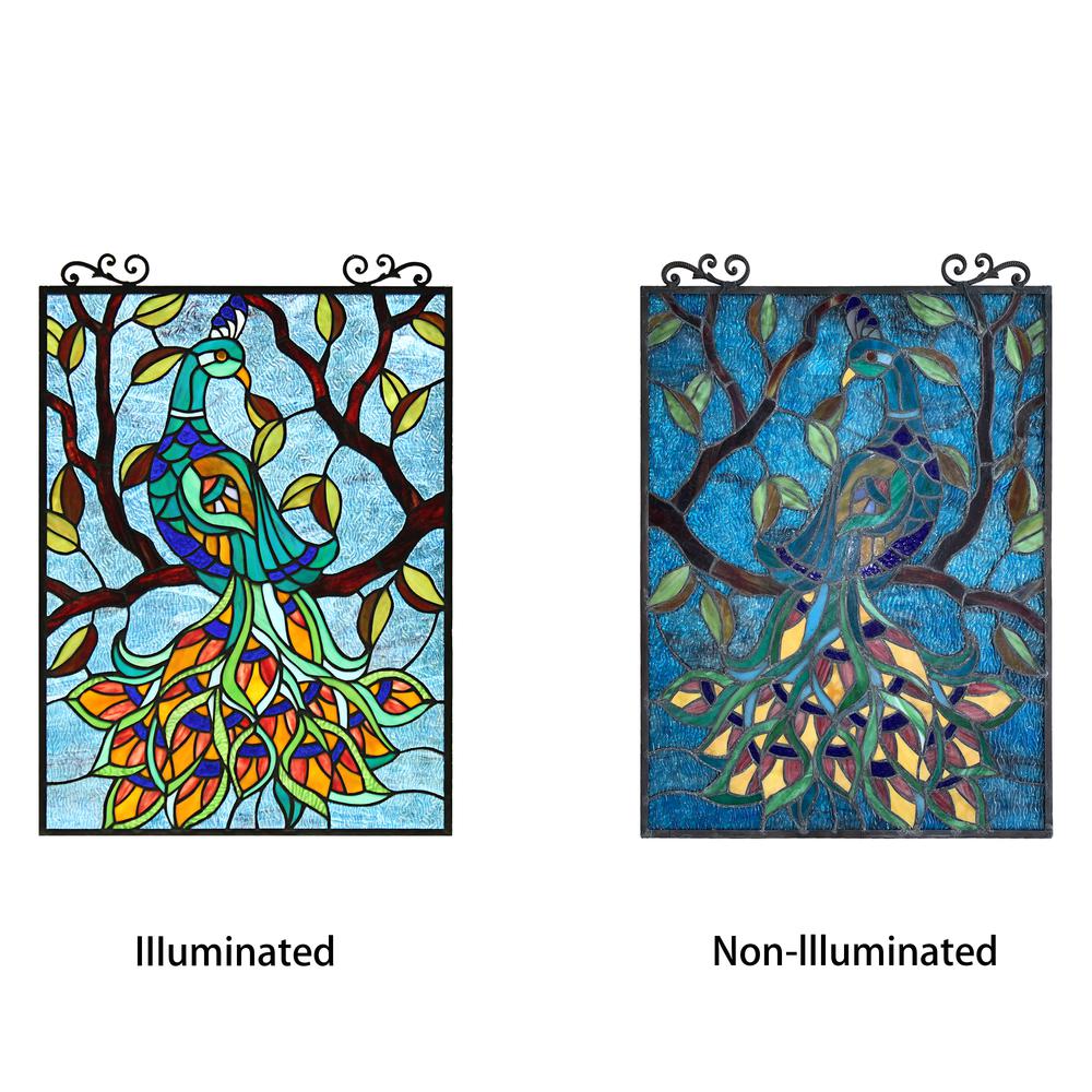 CHLOE Lighting PAVOA Animal Tiffany-Style Stained Glass Verical Hanging Window Panel 25" Tall. Picture 9