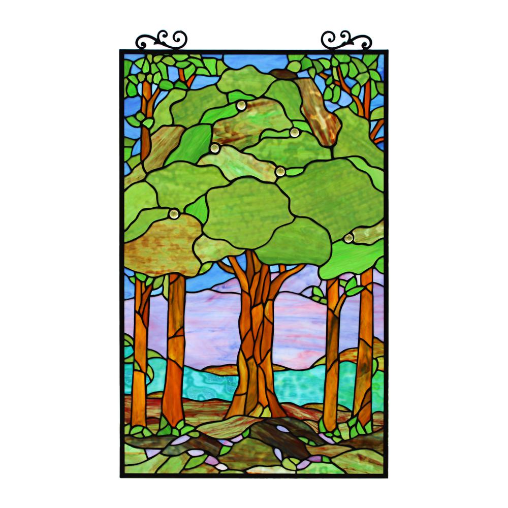 CHLOE Lighting SUMMER Tiffany-Style Stained Glass Verical Hanging Window Panel 33" Tall. Picture 1