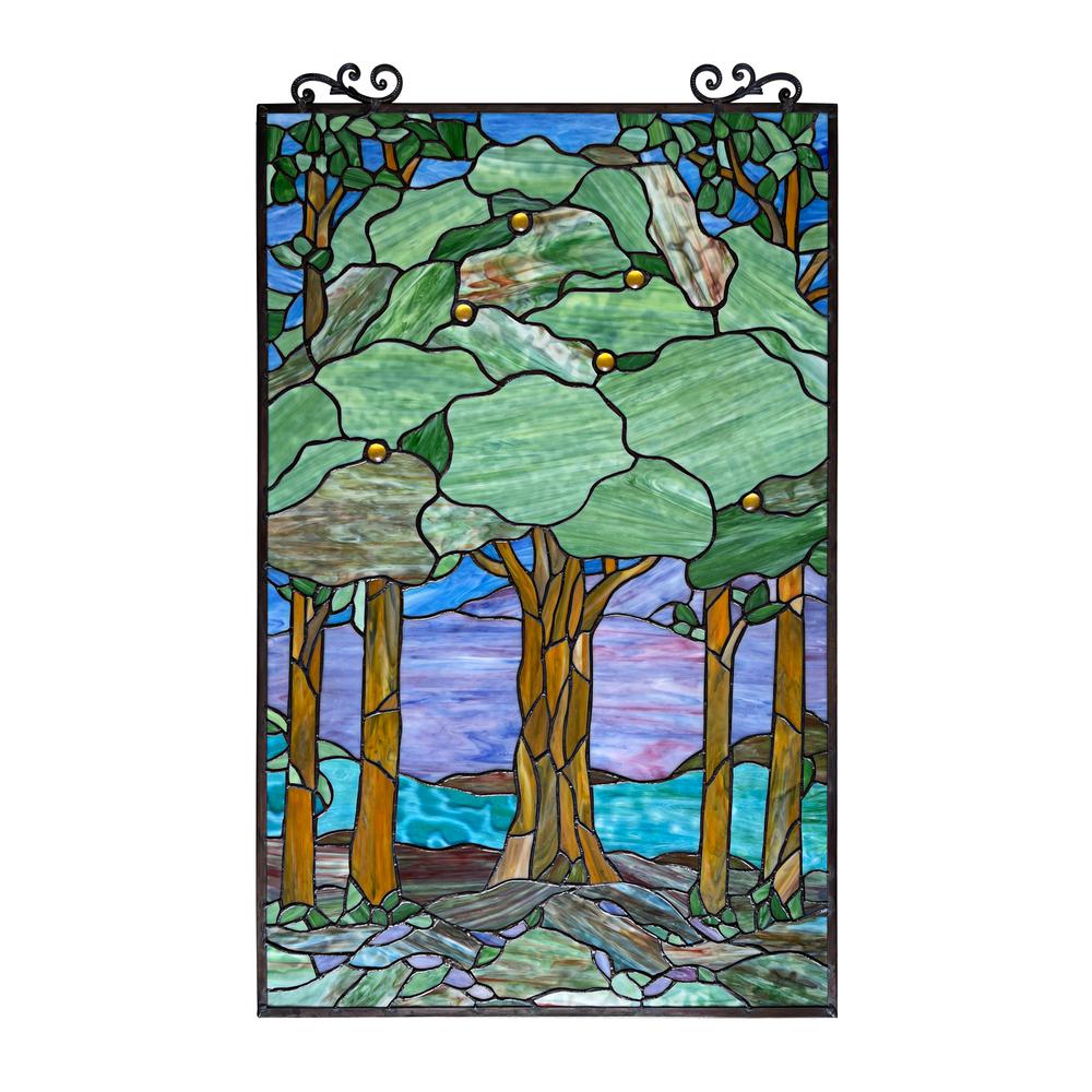 CHLOE Lighting SUMMER Tiffany-Style Stained Glass Verical Hanging Window Panel 33" Tall. Picture 2
