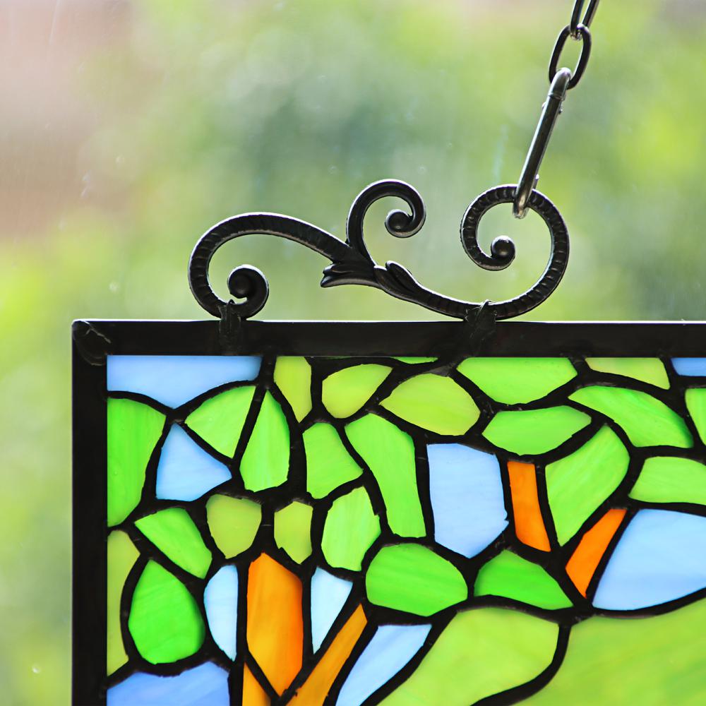 CHLOE Lighting SUMMER Tiffany-Style Stained Glass Verical Hanging Window Panel 33" Tall. Picture 5