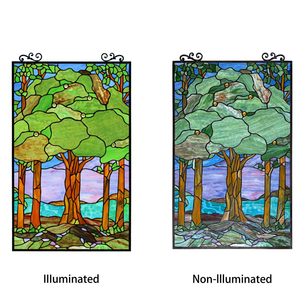 CHLOE Lighting SUMMER Tiffany-Style Stained Glass Verical Hanging Window Panel 33" Tall. Picture 6