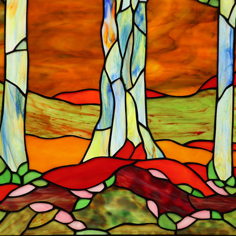 CHLOE Lighting AUTUMN Tiffany-Style Stained Glass Verical Hanging Window Panel 33" Tall. Picture 7