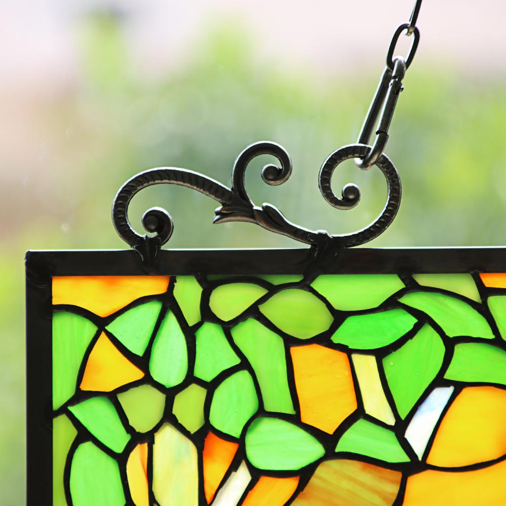 CHLOE Lighting AUTUMN Tiffany-Style Stained Glass Verical Hanging Window Panel 33" Tall. Picture 4