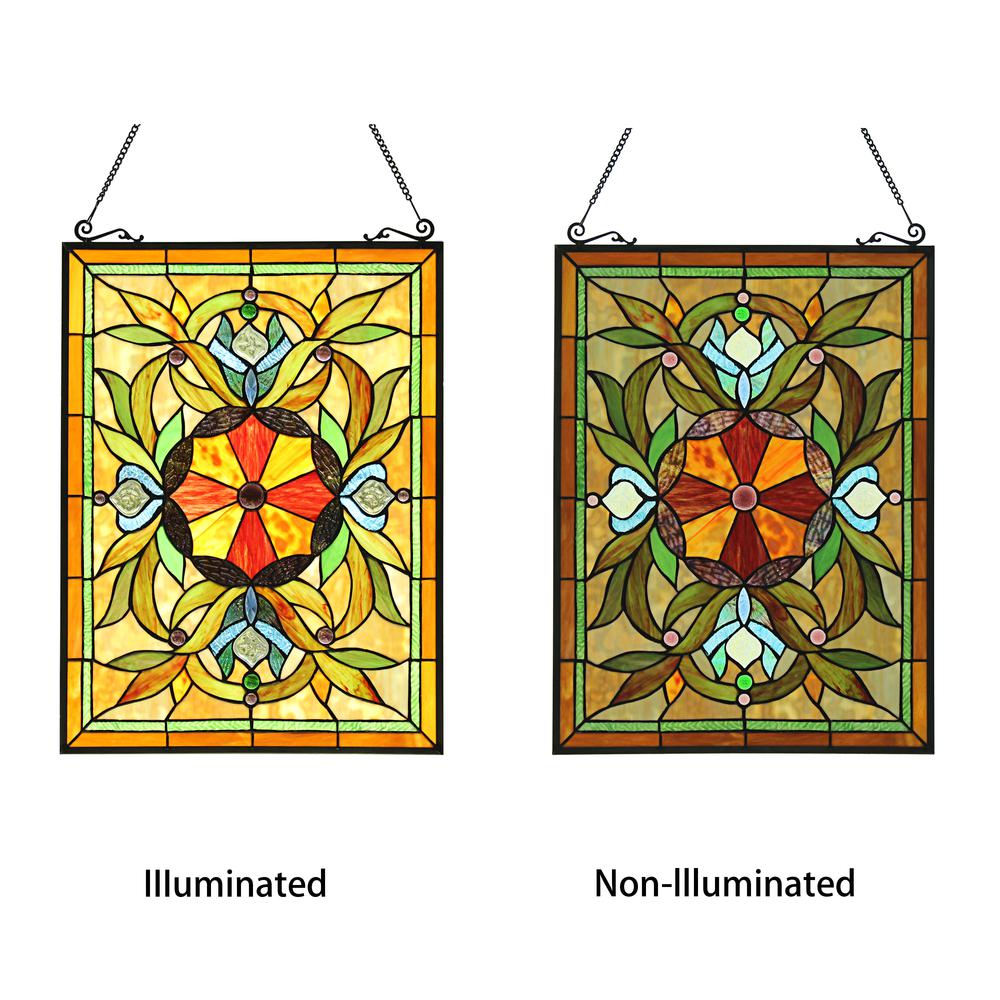 CHLOE Lighting ADELIA Tiffany-Style Victorian Stained Glass Window Panel 24" Height. Picture 4
