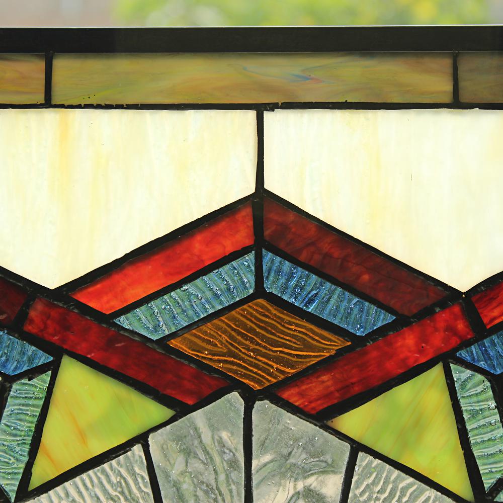 CHLOE Lighting EMINENT Tiffany-Style Geometric Stained Glass Window Panel 25" Height. Picture 4