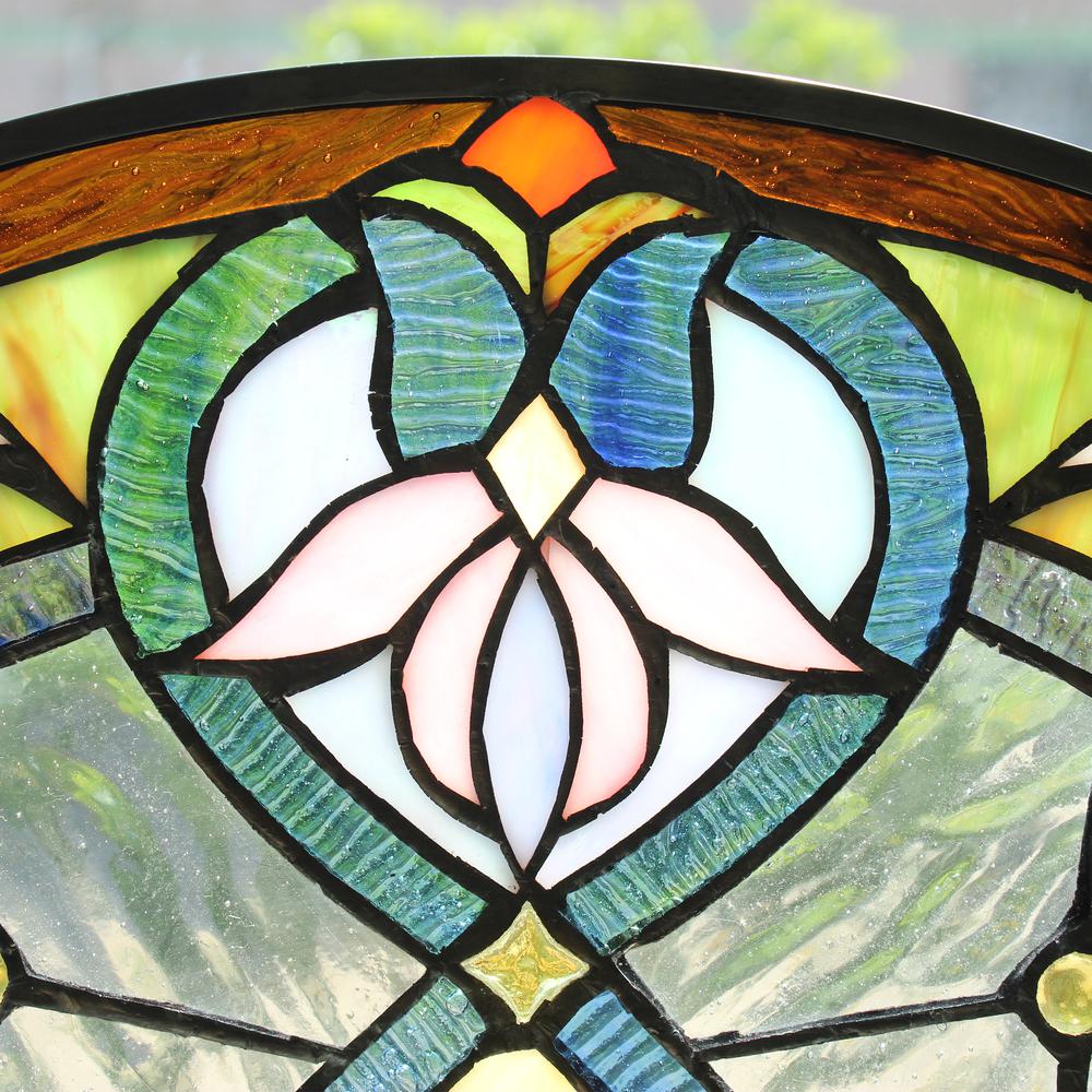 CHLOE Lighting ENCHANTED Tiffany-Style Floral Stained Glass Window Panel 25" Height. Picture 4