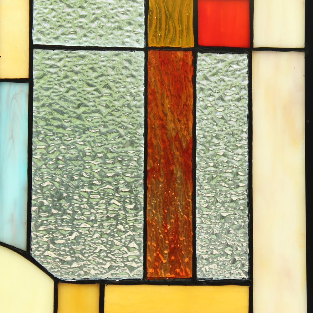 CHLOE Lighting JOASH Tiffany-Style Geometric Stained Glass Window Panel 24" Height. Picture 6