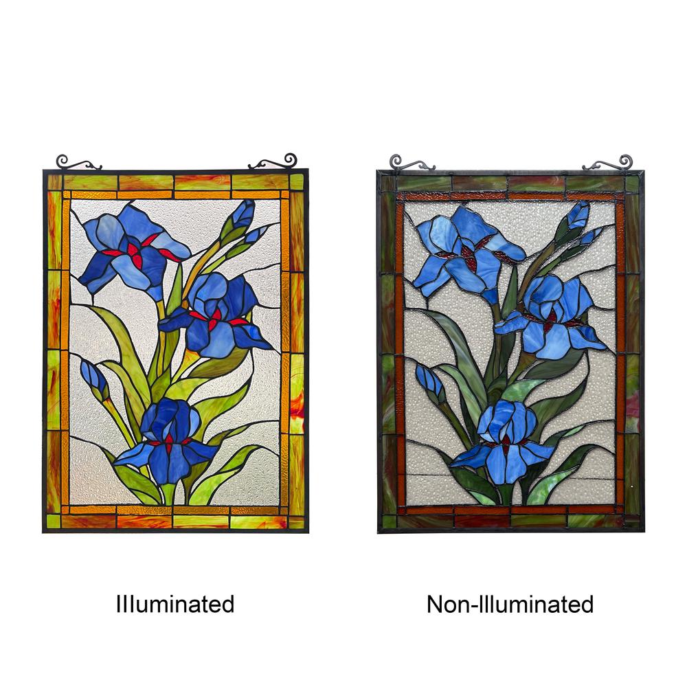 CHLOE Lighting BLUE SCARLETT Stained Glass Window Panel 24" Tall. Picture 5