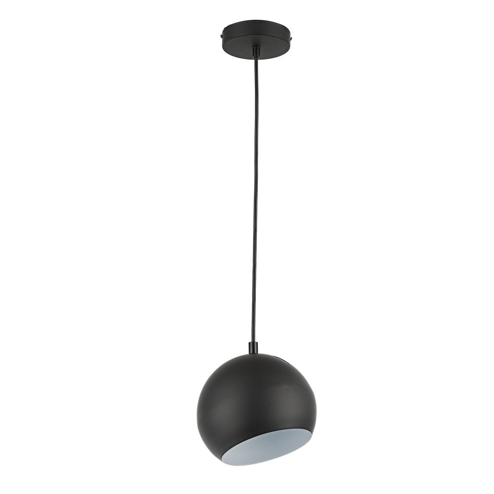 CHLOE Lighting IRONCLAD Contemporary-Style 1 Light Matt Black and White Ceiling Mini Pendant 8" Wide. Picture 2