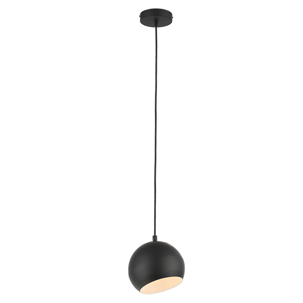 CHLOE Lighting IRONCLAD Contemporary-Style 1 Light Matt Black and White Ceiling Mini Pendant 8" Wide. Picture 1