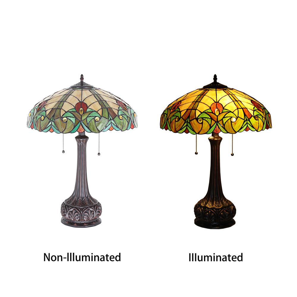 CHLOE Lighting ADALAIDE Tiffany-Style Victorian Stained Glass Table Lamp, 25" Width. Picture 3