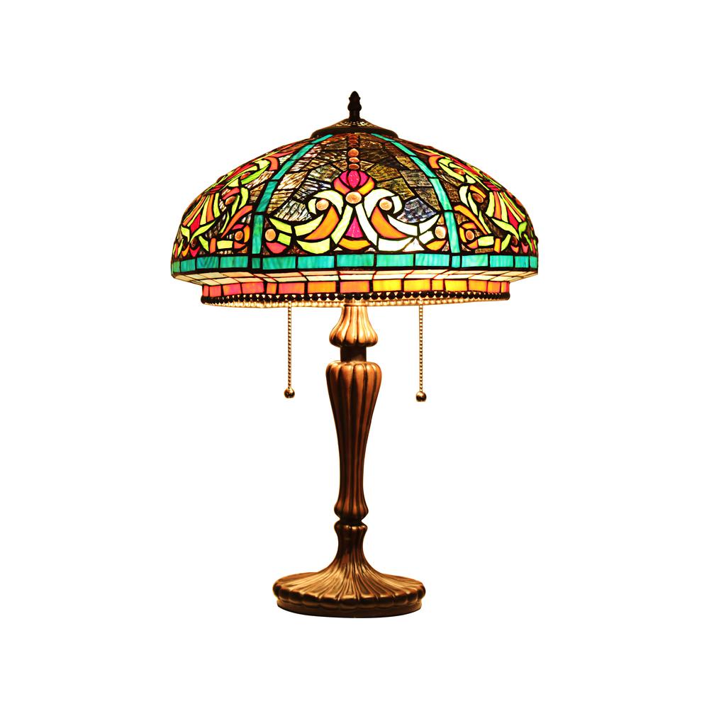 CHLOE Lighting DOLORIS Tiffany-Style Victorian Stained Glass Table Lamp 17" Width. Picture 1