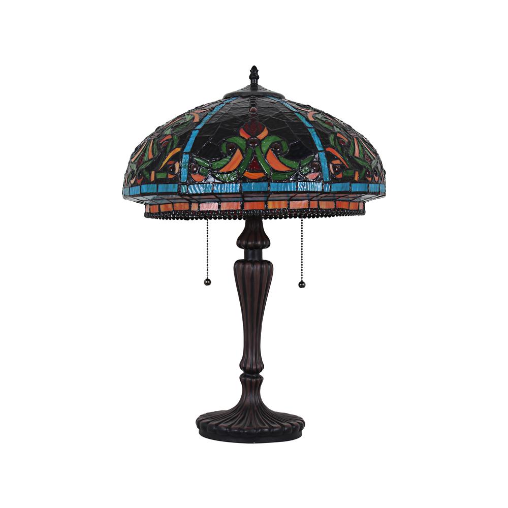 CHLOE Lighting DOLORIS Tiffany-Style Victorian Stained Glass Table Lamp 17" Width. Picture 9