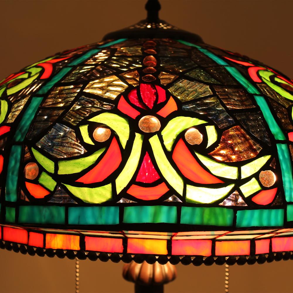 CHLOE Lighting DOLORIS Tiffany-Style Victorian Stained Glass Table Lamp 17" Width. Picture 7