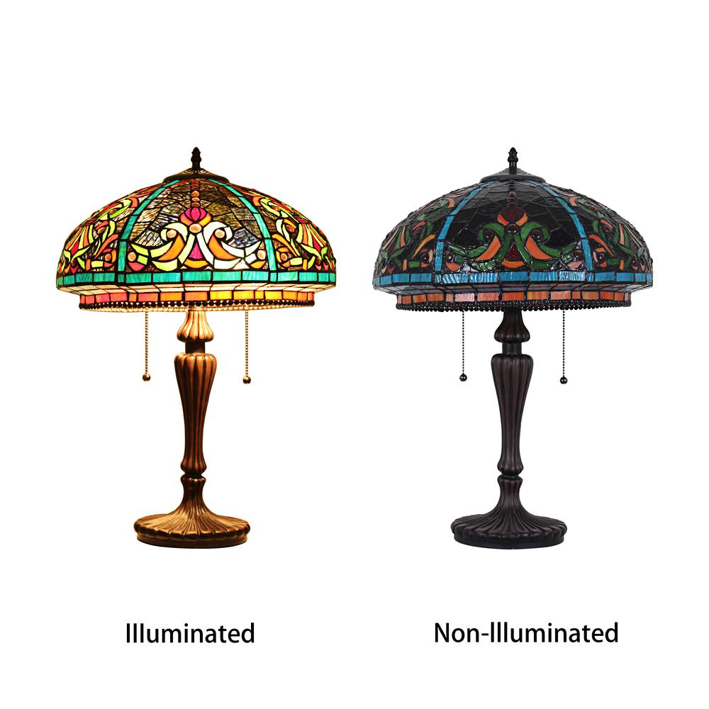 CHLOE Lighting DOLORIS Tiffany-Style Victorian Stained Glass Table Lamp 17" Width. Picture 4