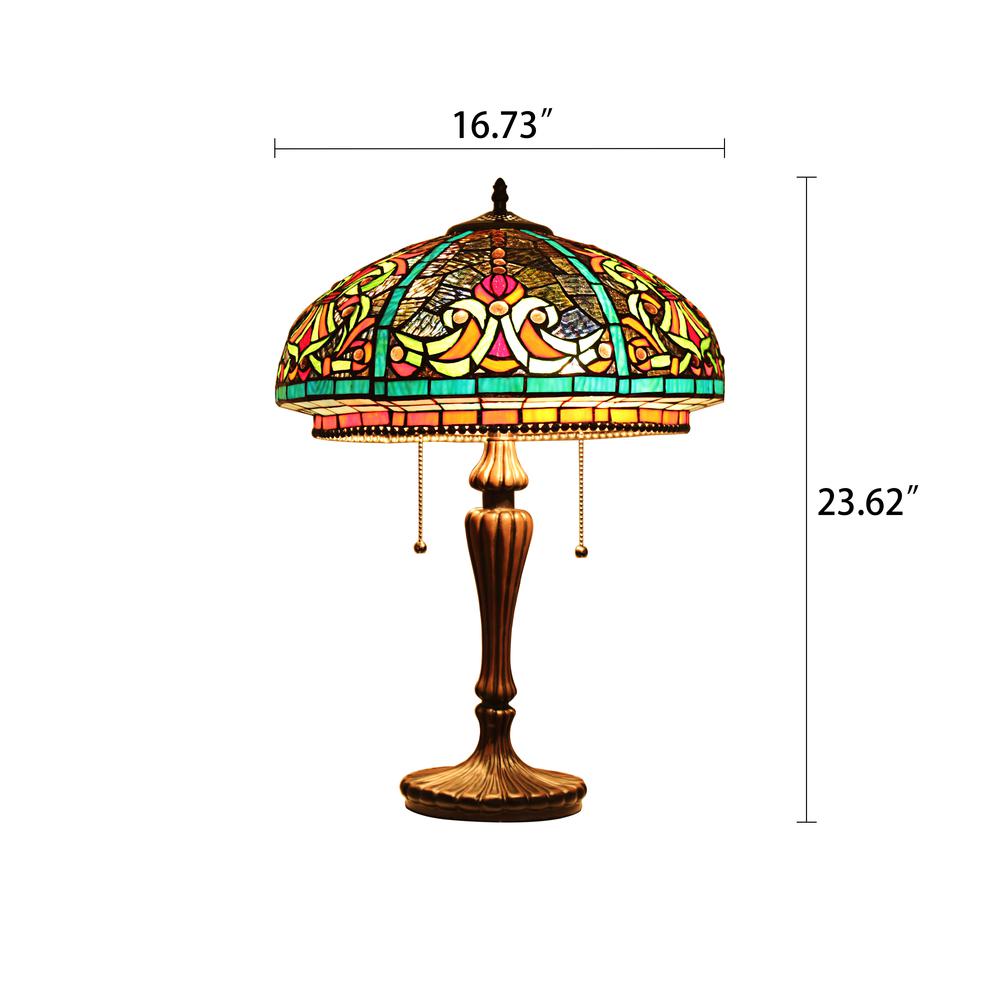 CHLOE Lighting DOLORIS Tiffany-Style Victorian Stained Glass Table Lamp 17" Width. Picture 2