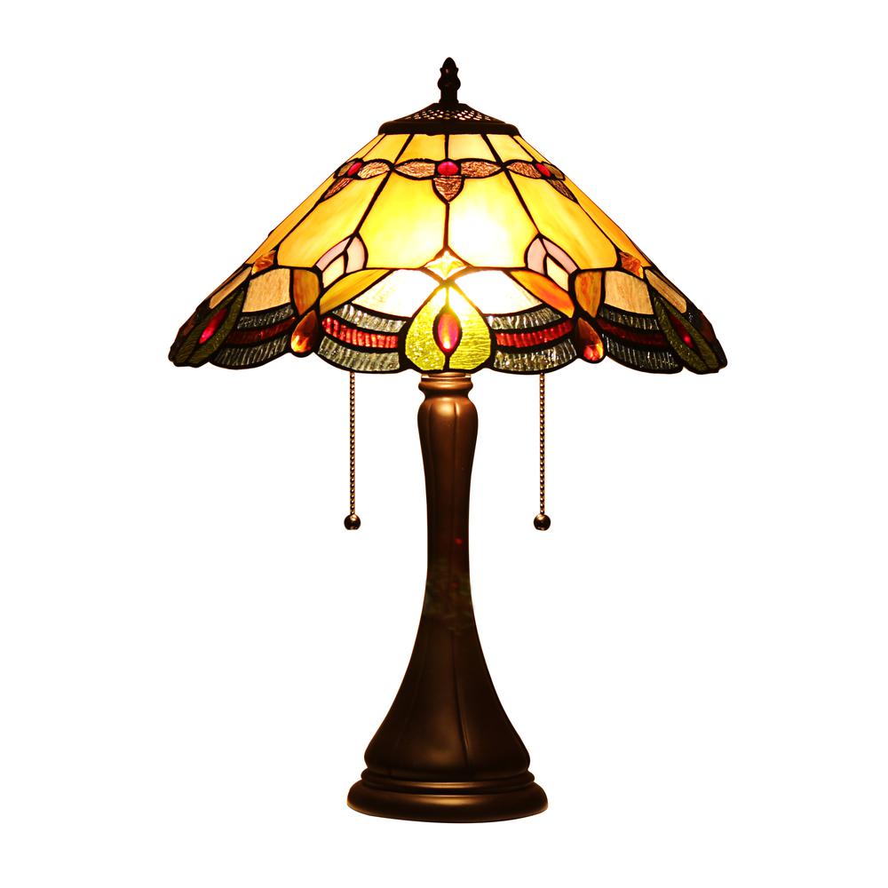 CHLOE Lighting HOWARD Tiffany-style 2 Light Table Lamp 16" Shade. Picture 2