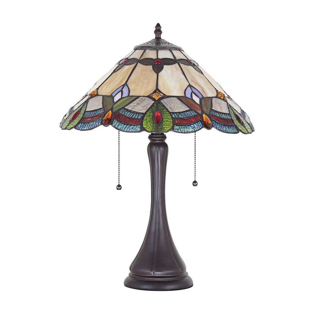 CHLOE Lighting HOWARD Tiffany-style 2 Light Table Lamp 16" Shade. Picture 3