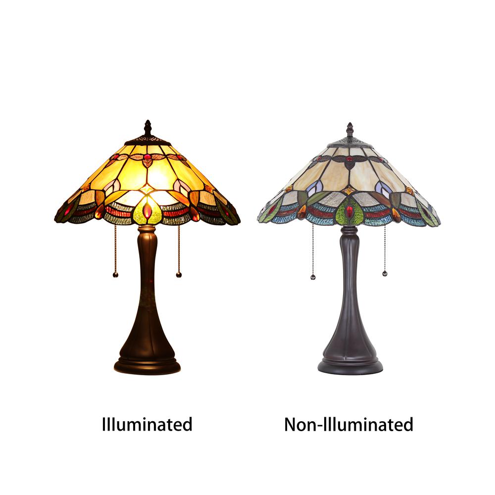 CHLOE Lighting HOWARD Tiffany-style 2 Light Table Lamp 16" Shade. Picture 6