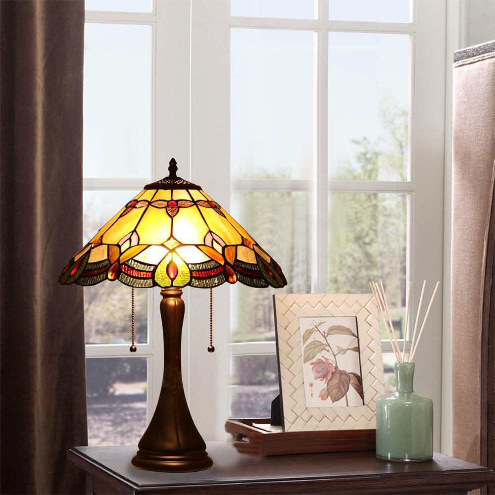 CHLOE Lighting HOWARD Tiffany-style 2 Light Table Lamp 16" Shade. Picture 7