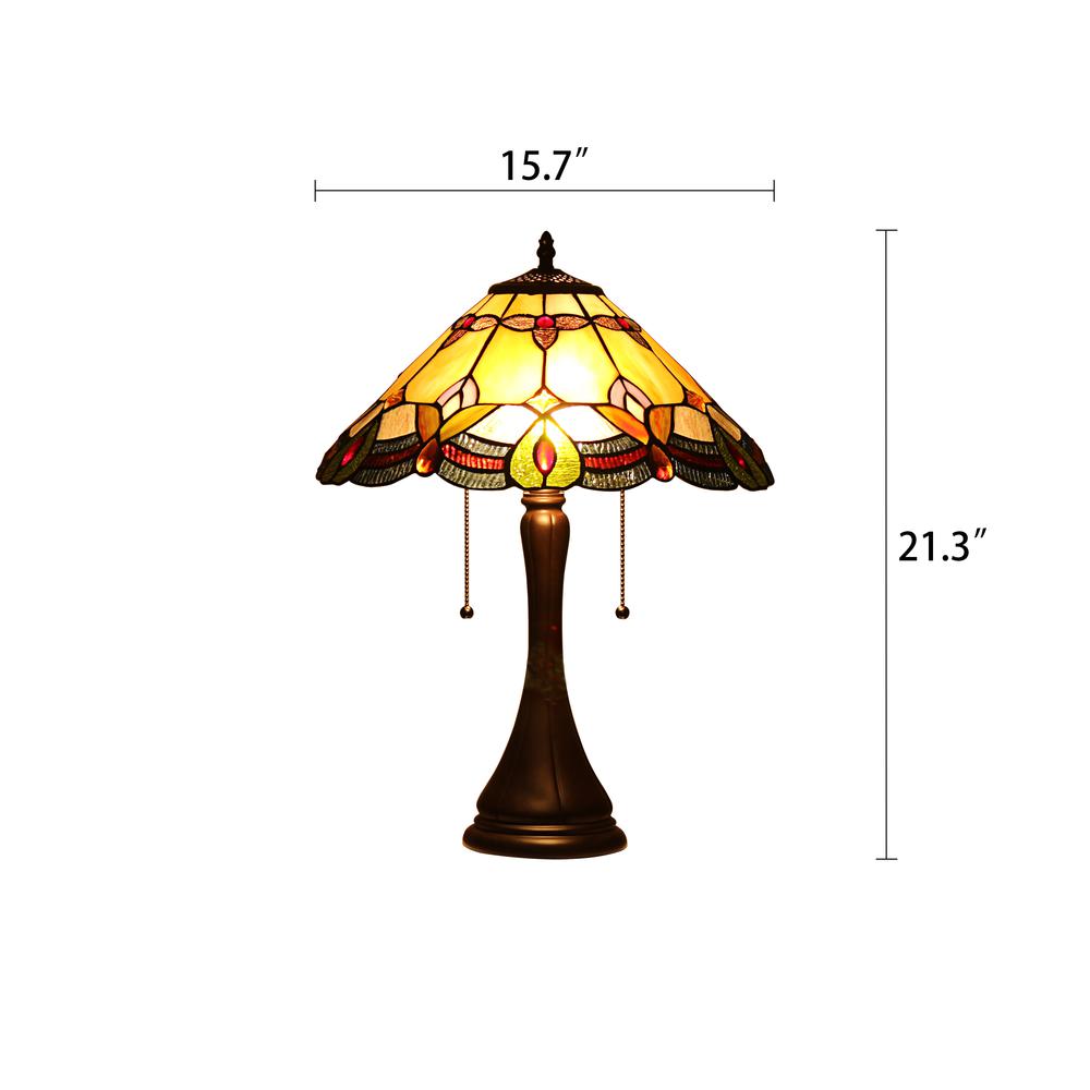 CHLOE Lighting HOWARD Tiffany-style 2 Light Table Lamp 16" Shade. Picture 9