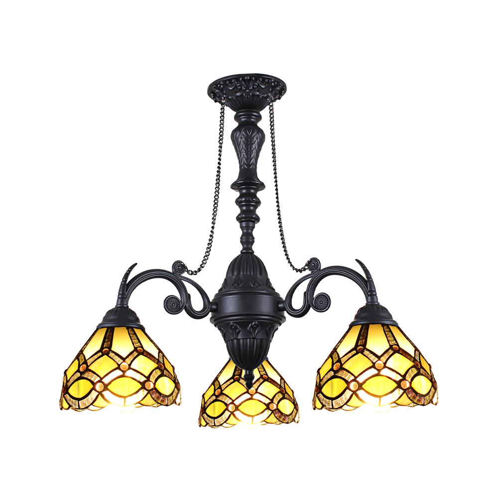 CHLOE Lighting GEORGIA Tiffany-Style Victorian Stained Glass Mini Chandelier 21" Width. Picture 1