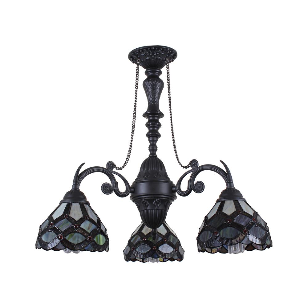 CHLOE Lighting GEORGIA Tiffany-Style Victorian Stained Glass Mini Chandelier 21" Width. Picture 5