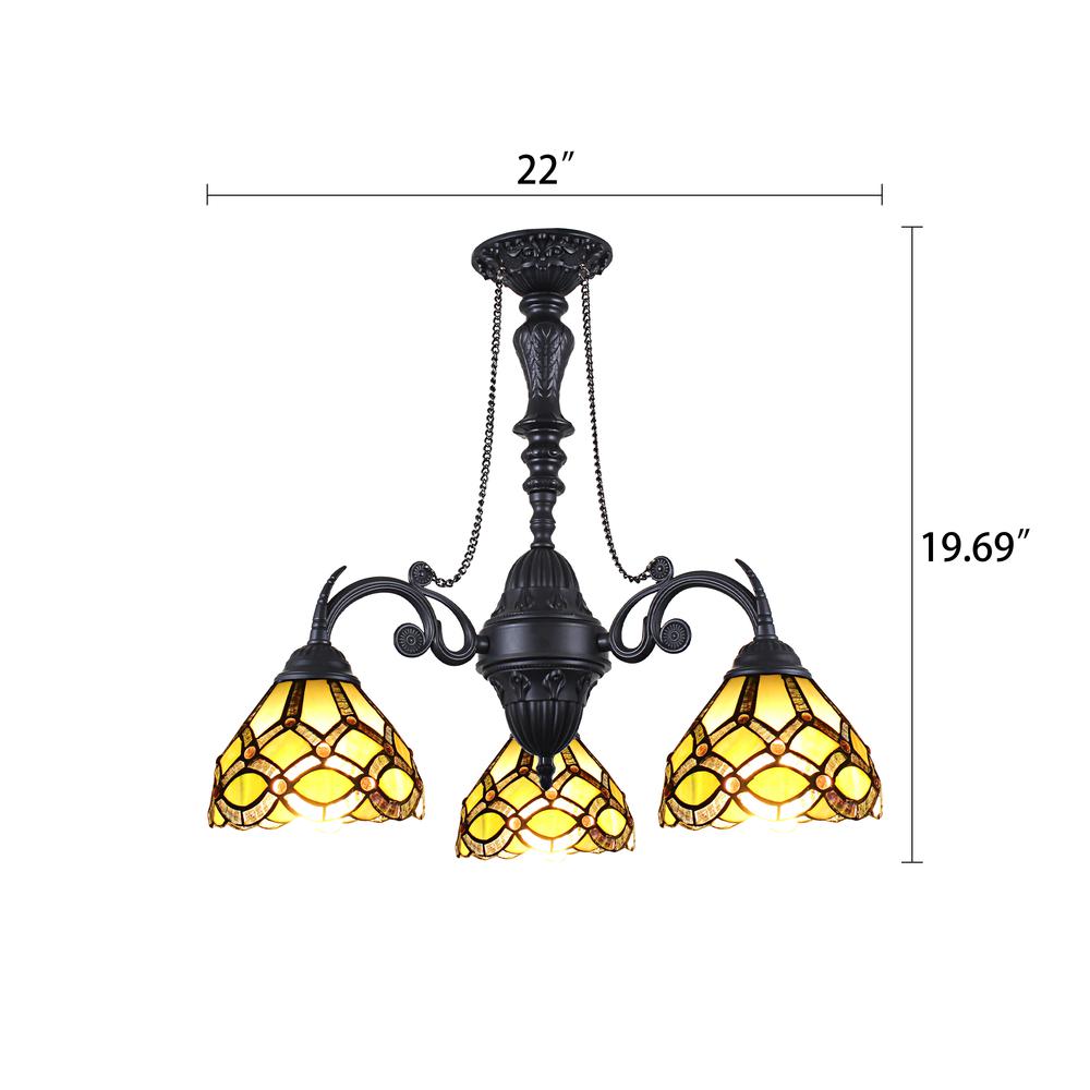 CHLOE Lighting GEORGIA Tiffany-Style Victorian Stained Glass Mini Chandelier 21" Width. Picture 2