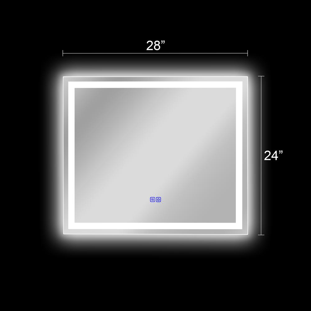 CHLOE Lighting LUMINOSITY Back Lit Rectangular TouchScreen LED Mirror 3 Color Temperatures 3000K-6000K 28" Wide. Picture 18