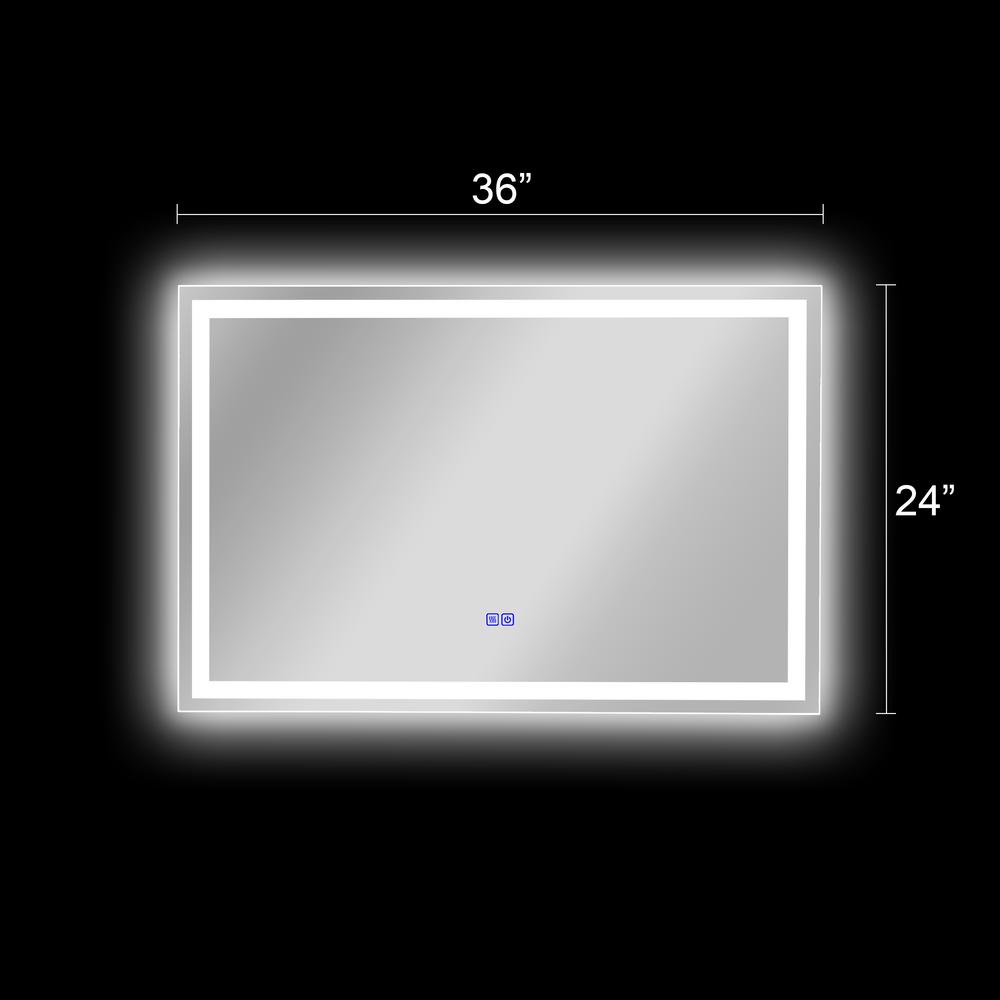 CHLOE Lighting LUMINOSITY- Back Lit Rectangular TouchScreen LED Mirror 3 Color Temperatures 3000K-6000K 36" Wide. Picture 18
