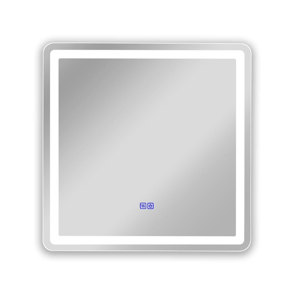 CHLOE Lighting LUMINOSITY Back Lit Square TouchScreen LED Mirror 3 Color Temperatures 3000K-6000K 24" Wide. Picture 2
