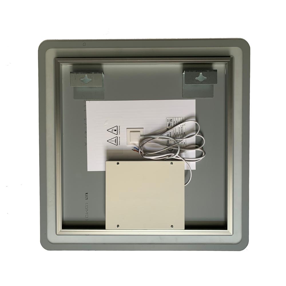 CHLOE Lighting LUMINOSITY Back Lit Square TouchScreen LED Mirror 3 Color Temperatures 3000K-6000K 24" Wide. Picture 11