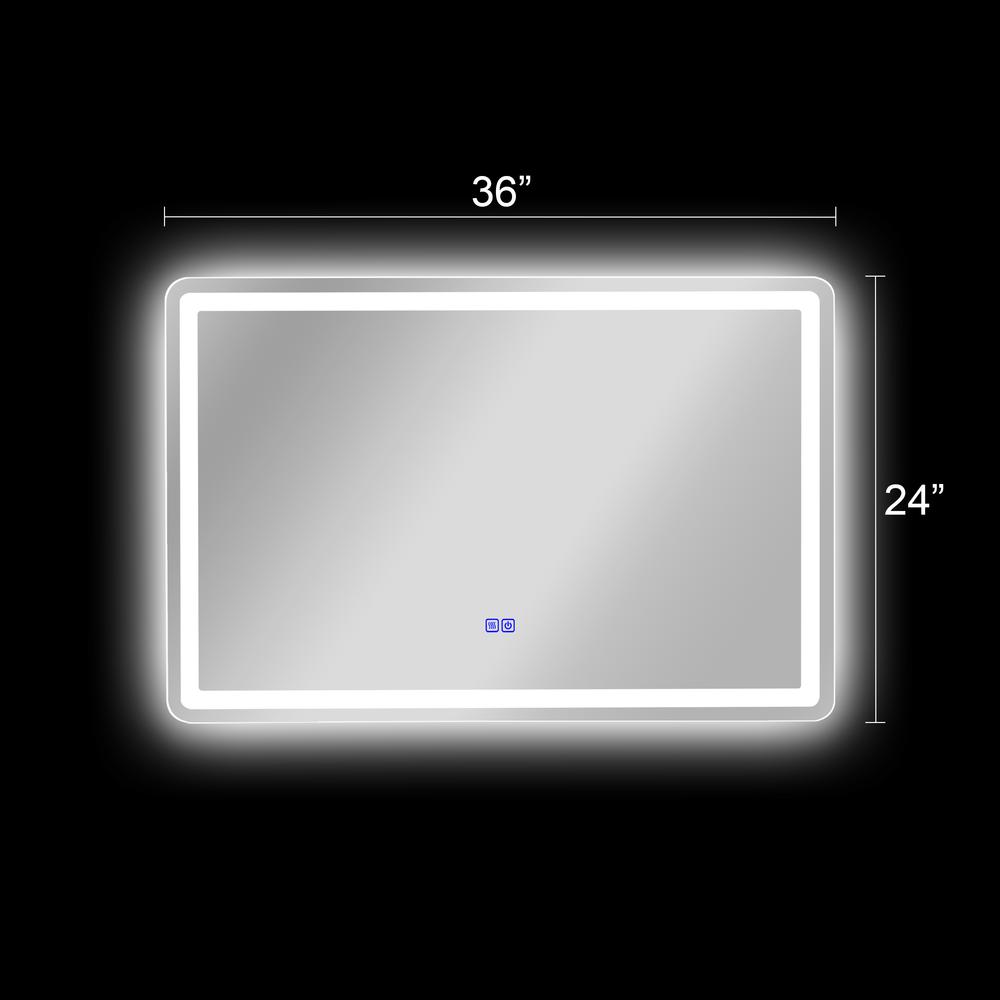 CHLOE Lighting- LUMINOSITY Back Lit Rectangular TouchScreen LED Mirror 3 Color Temperatures 3000K-6000K 36" Wide. Picture 18