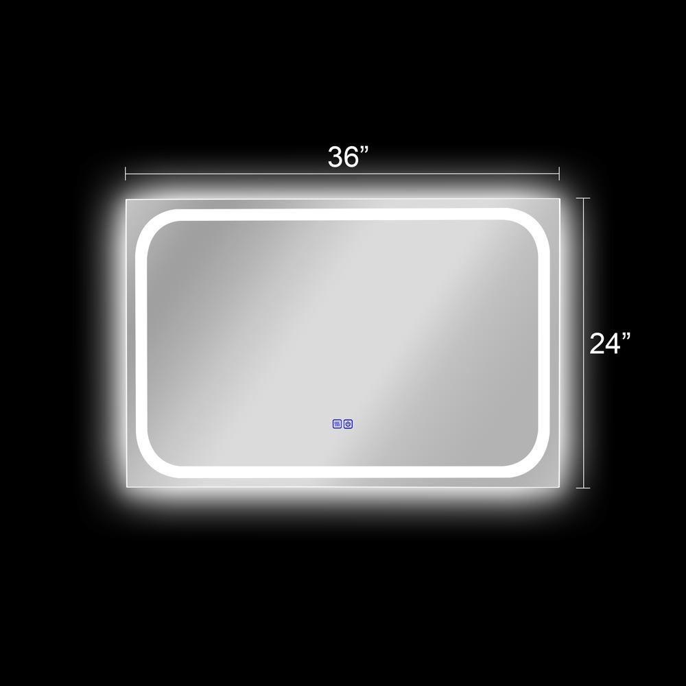 CHLOE Lighting LUMINOSITY Back Lit Rectangular TouchScreen LED Mirror 3 Color Temperatures 3000K-6000K 36" Wide. Picture 16