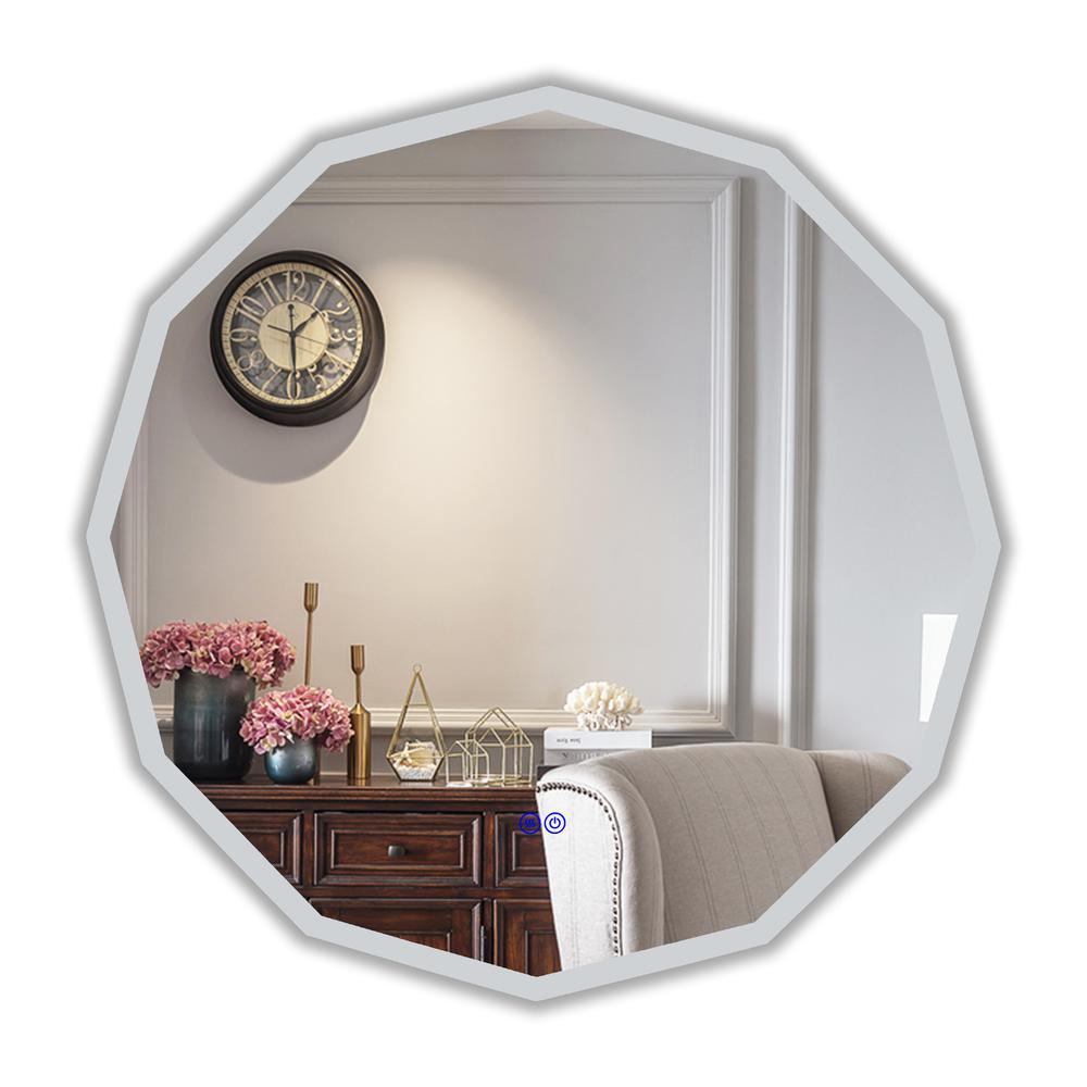 CHLOE Lighting LUMINOSITY Back Lit Dodecagon TouchScreen LED Mirror 3 Color Temperatures 3000K-6000K 32" Wide. Picture 4