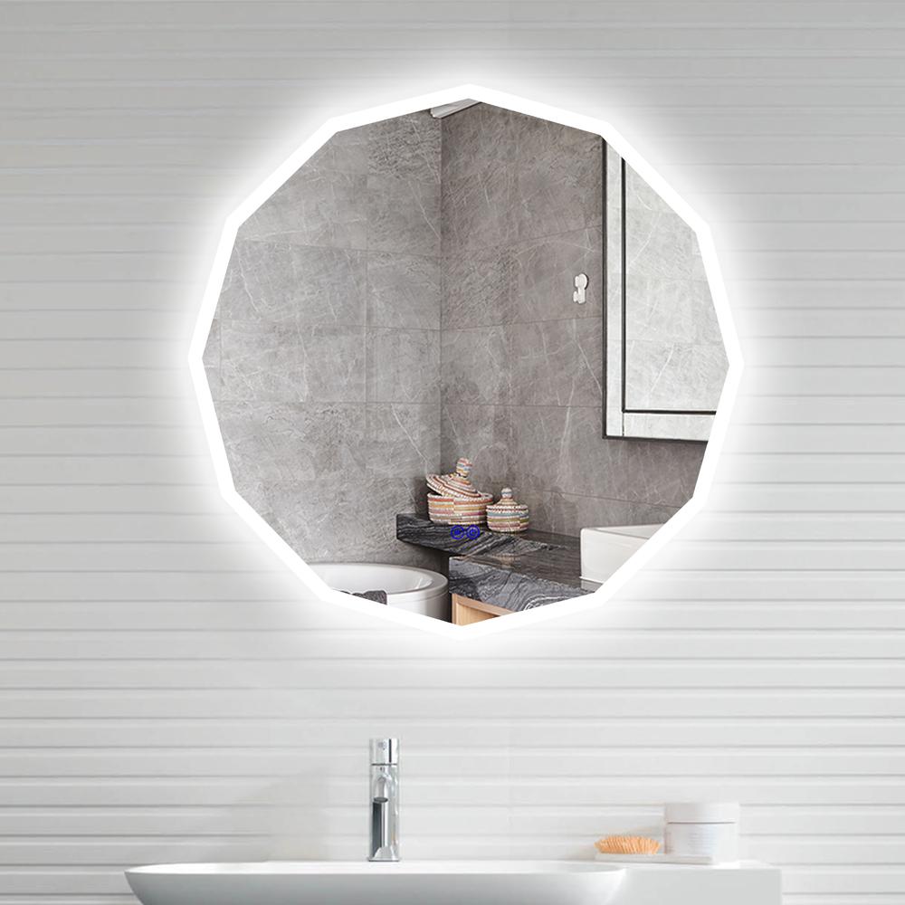 CHLOE Lighting LUMINOSITY Back Lit Dodecagon TouchScreen LED Mirror 3 Color Temperatures 3000K-6000K 32" Wide. Picture 13