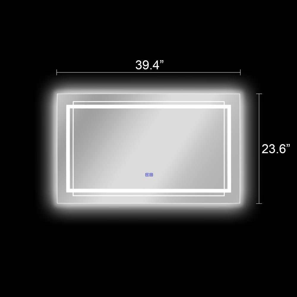 CHLOE Lighting LUMINOSITY Back Lit Rectangular TouchScreen LED Mirror 3 Color Temperatures, 3000K-6000K 39" Wide. Picture 17