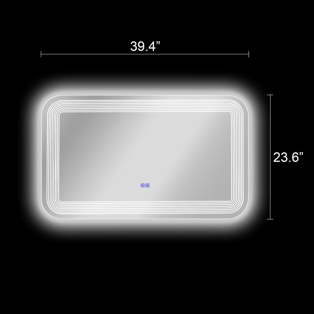 CHLOE Lighting- LUMINOSITY Back Lit Rectangular TouchScreen LED Mirror 3 Color Temperatures 3000K-6000K 39" Wide. Picture 17