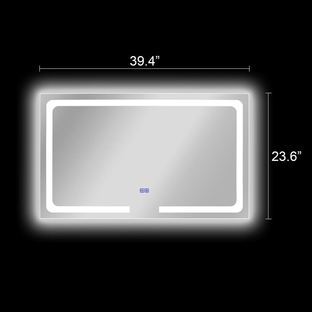 CHLOE Lighting LUMINOSITY- Back Lit Rectangular TouchScreen LED Mirror 3 Color Temperatures 3000K-6000K 39" Wide. Picture 17