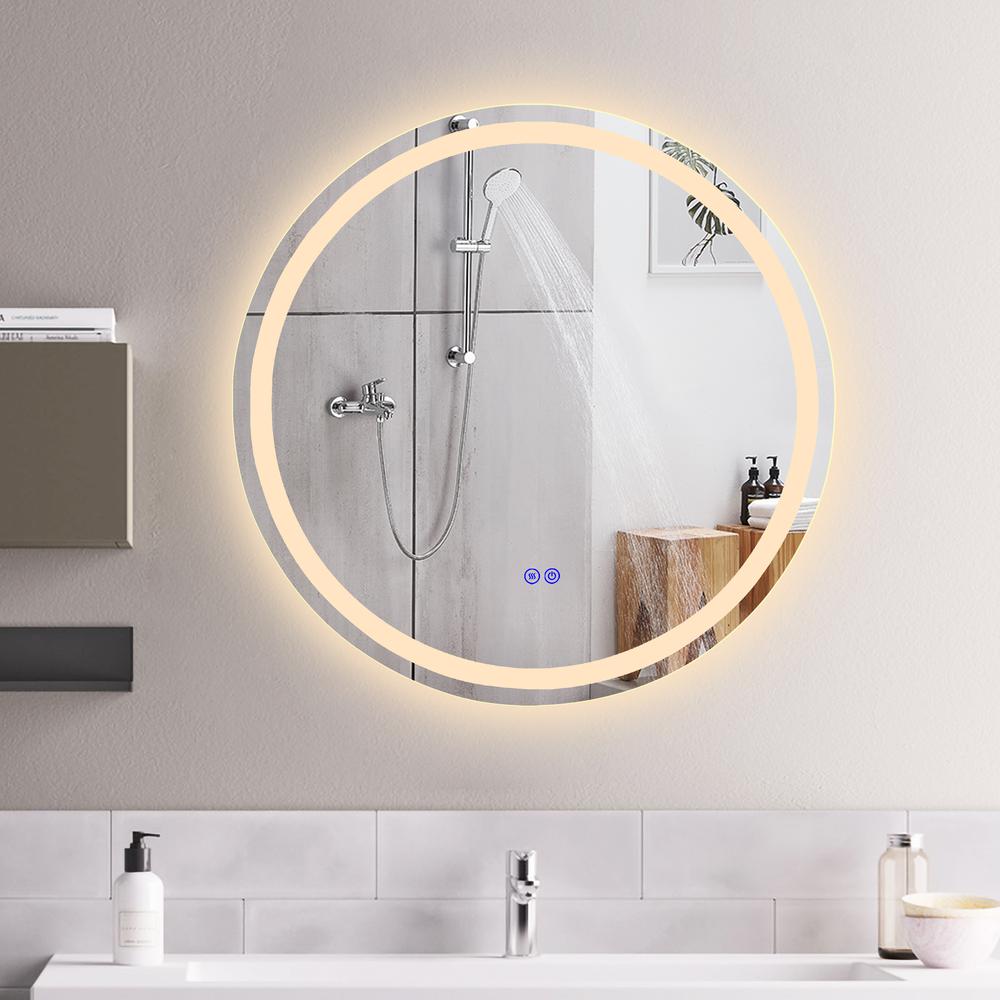 CHLOE Lighting LUMINOSITY Back Lit Round TouchScreen LED Mirror 3 Color Temperatures 3000K-6000K 28" Wide. Picture 15