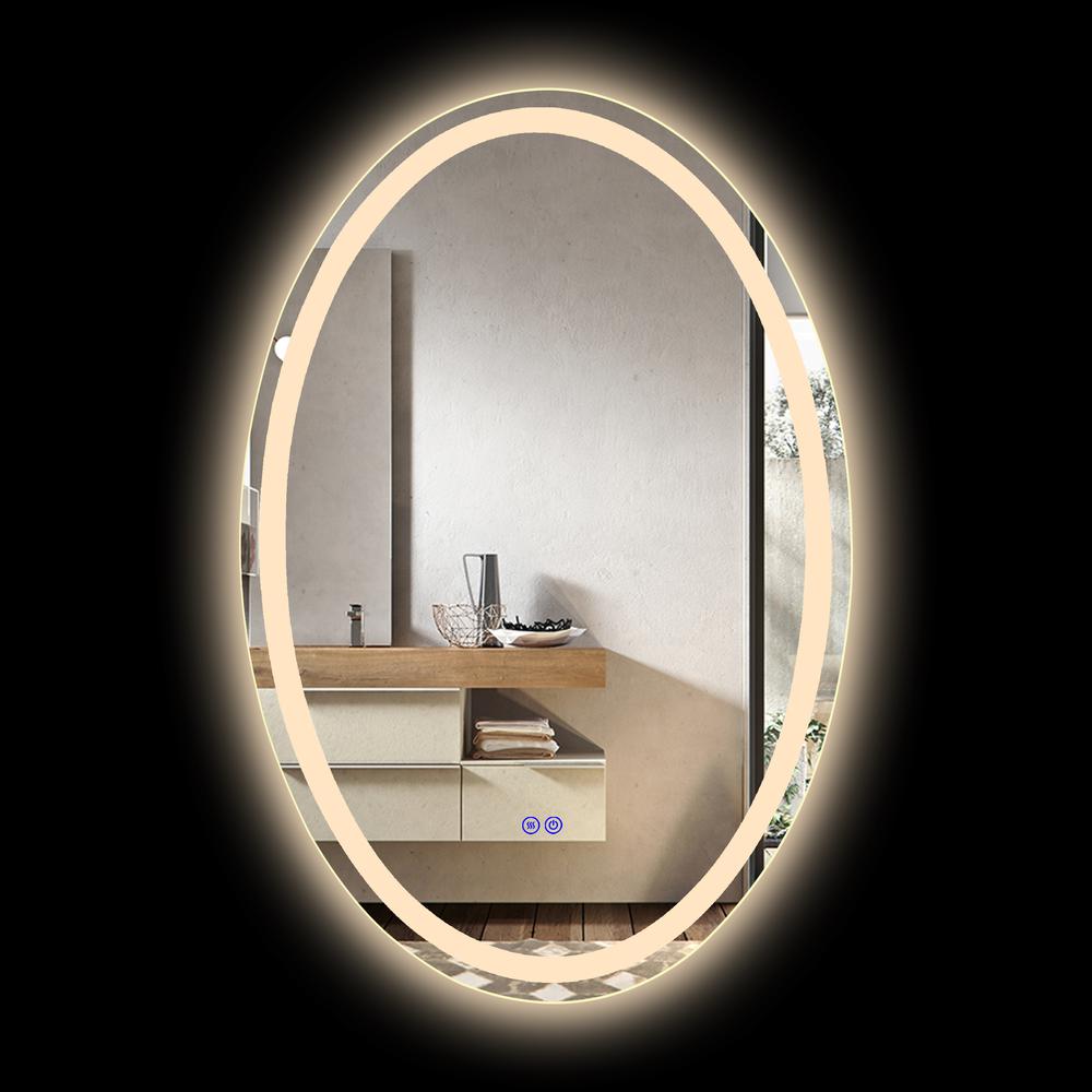 CHLOE Lighting LUMINOSITY Back Lit Oval TouchScreen LED Mirror 3 Color Temperatures 3000K-6000K 32" Height. Picture 7