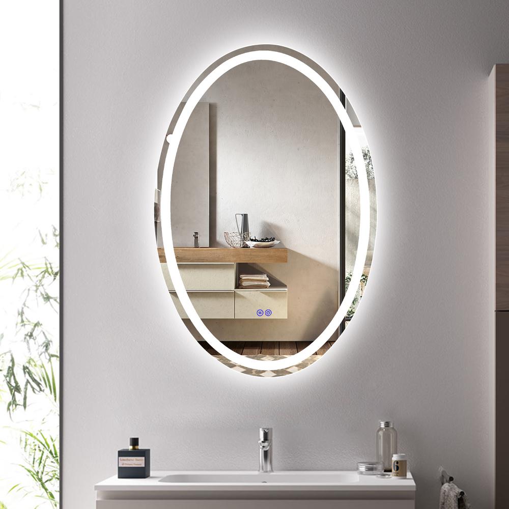 CHLOE Lighting LUMINOSITY Back Lit Oval TouchScreen LED Mirror 3 Color Temperatures 3000K-6000K 32" Height. Picture 14