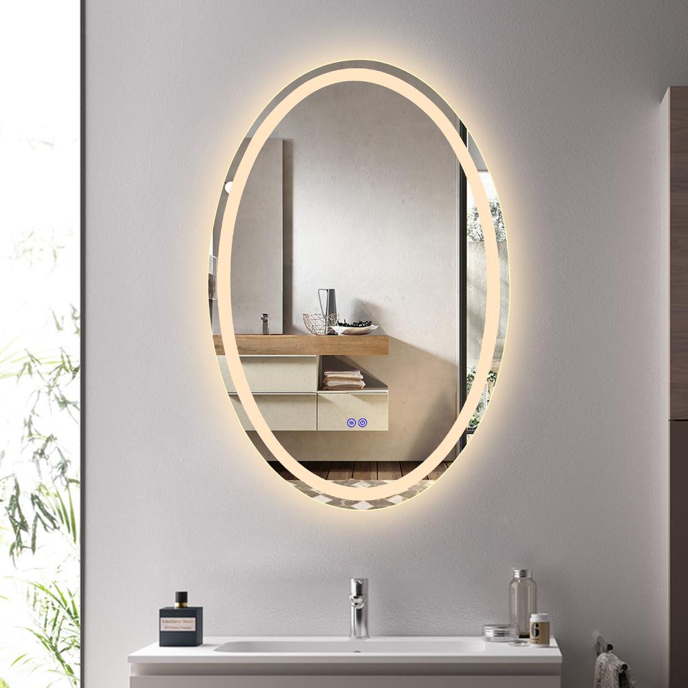 CHLOE Lighting LUMINOSITY Back Lit Oval TouchScreen LED Mirror 3 Color Temperatures 3000K-6000K 32" Height. Picture 15