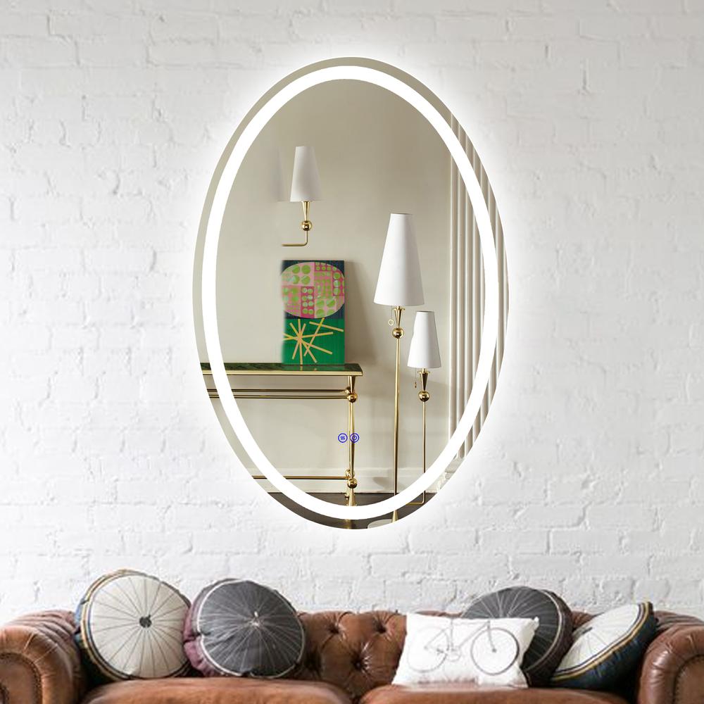 CHLOE Lighting LUMINOSITY Back Lit Oval TouchScreen LED Mirror 3 Color Temperatures 3000K-6000K 32" Height. Picture 16