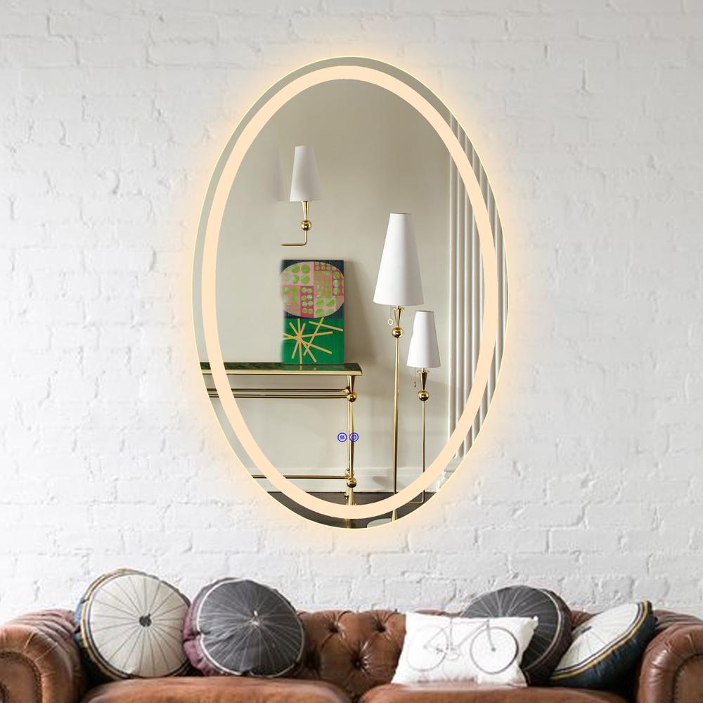 CHLOE Lighting LUMINOSITY Back Lit Oval TouchScreen LED Mirror 3 Color Temperatures 3000K-6000K 32" Height. Picture 17