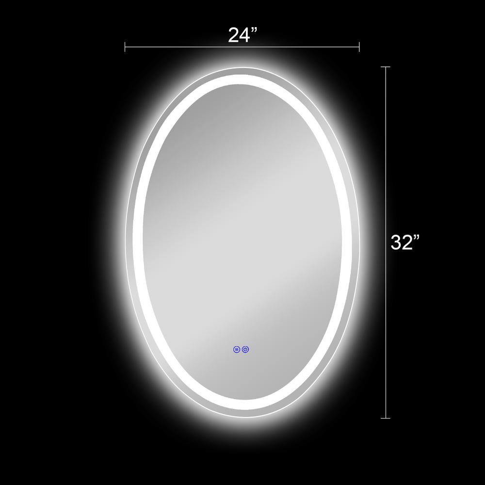 CHLOE Lighting LUMINOSITY Back Lit Oval TouchScreen LED Mirror 3 Color Temperatures 3000K-6000K 32" Height. Picture 18
